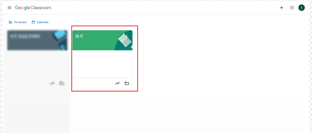Click on the desired class