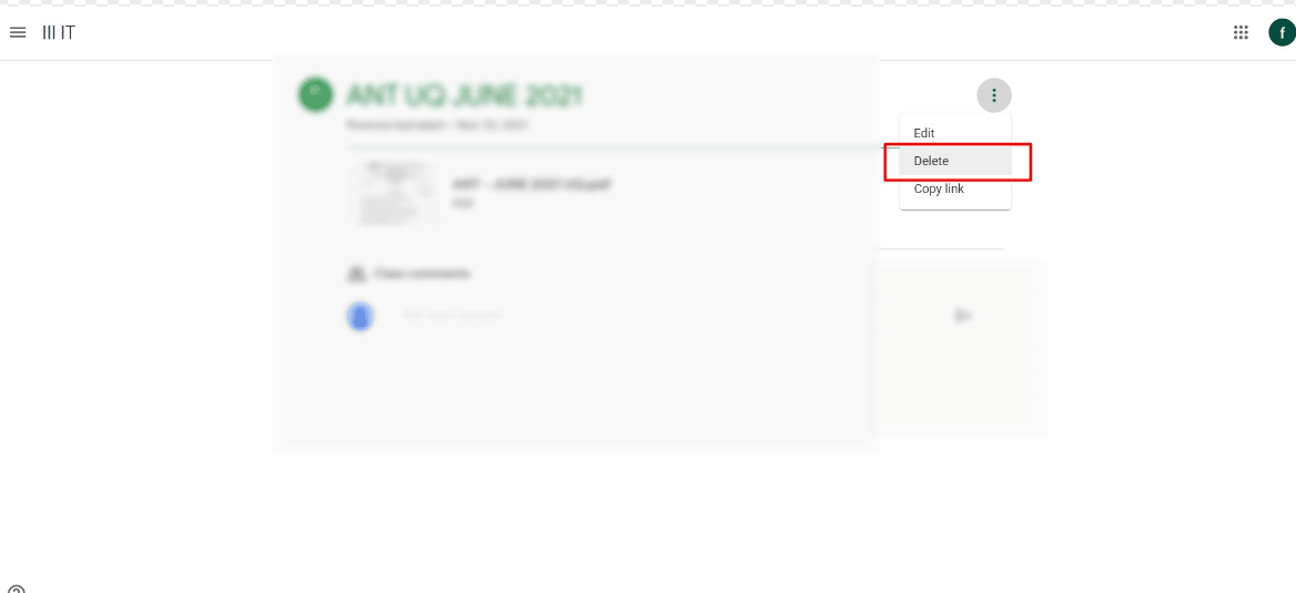 Click on the three-dotted icon for the file you want to delete