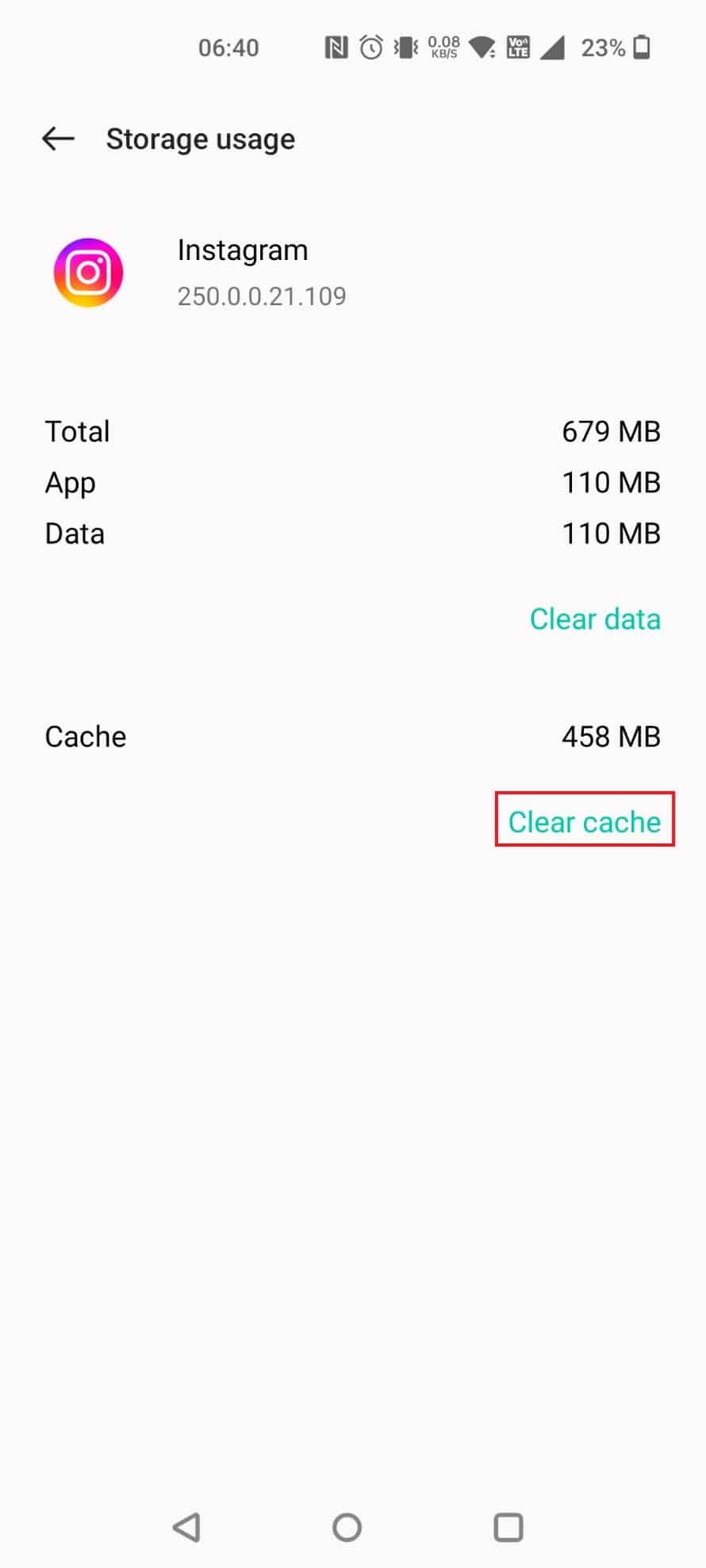 Tap on Clear cache | How to reset your instagram account-1