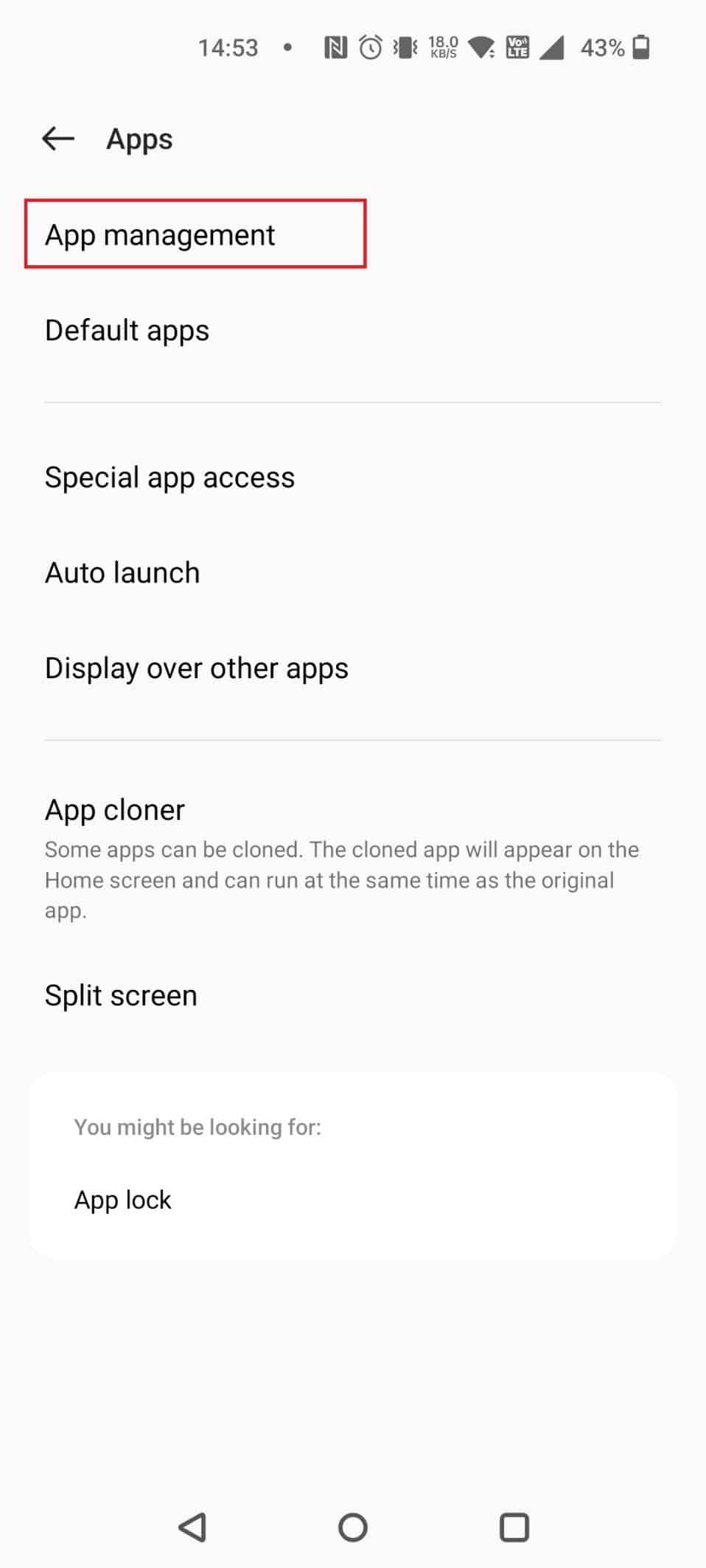 Tap on App management