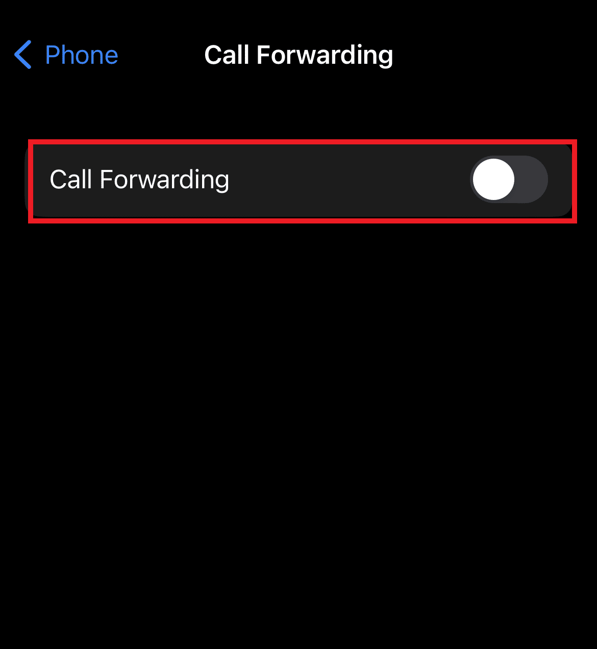 Toggle off Call Forwarding