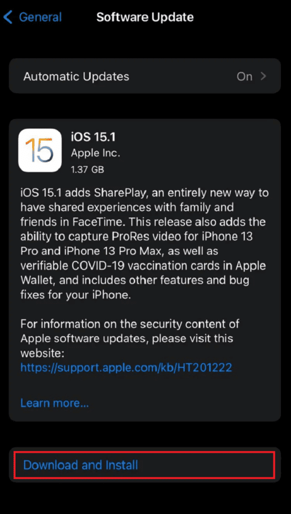Tap on Download and Install