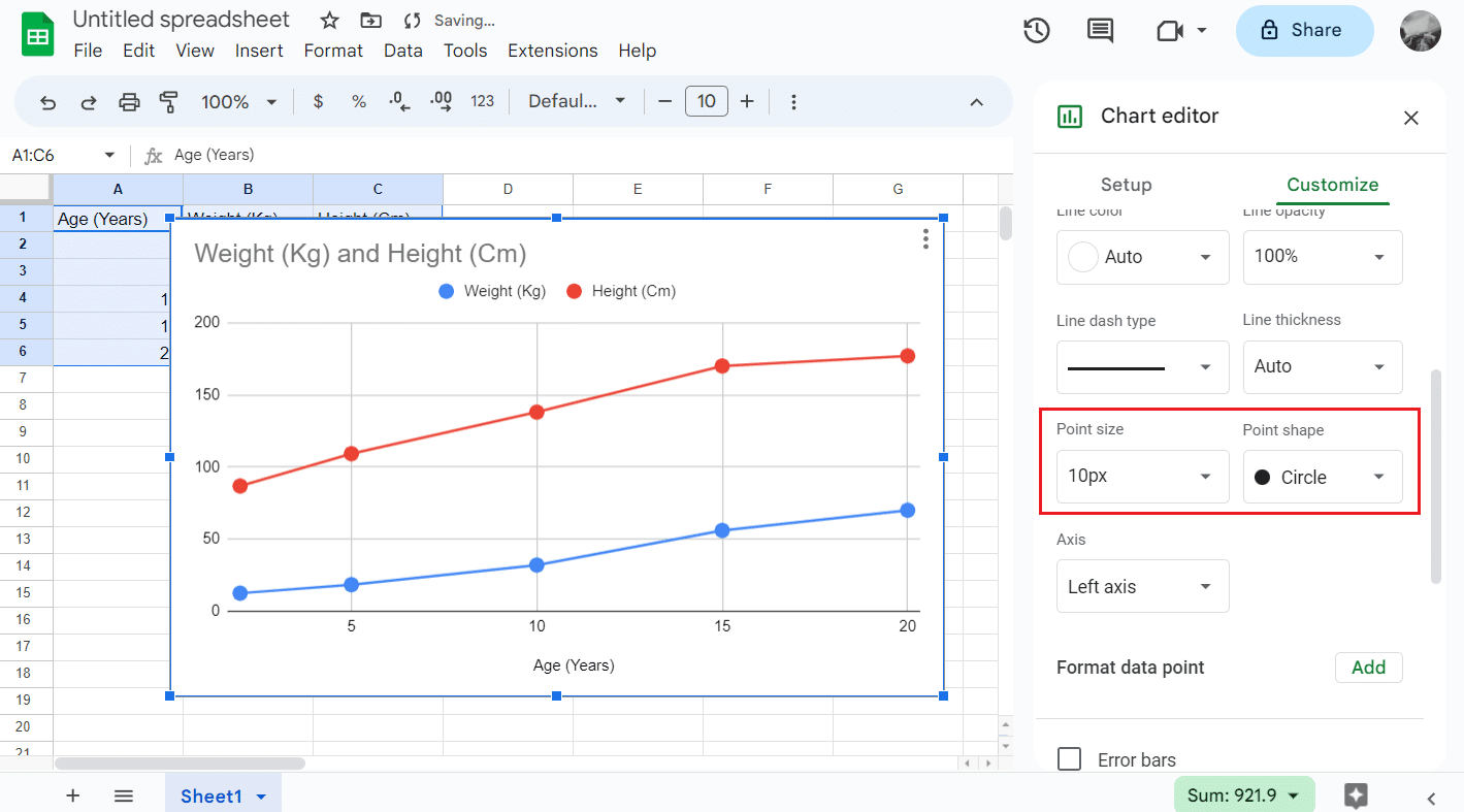 select Circle from the Point shape field - Select the increased size from the Point size field