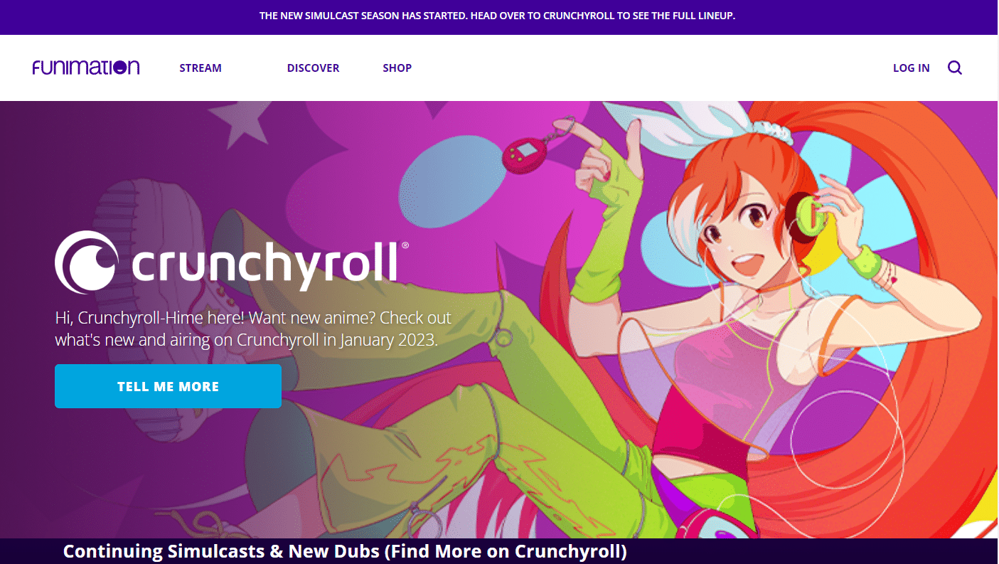 Funimation website