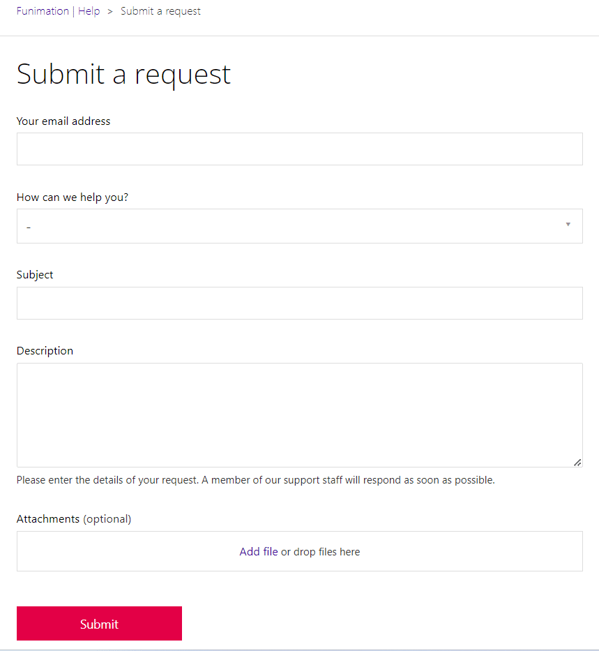 Funimation Help page | How to Delete Funimation Account