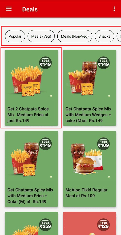 tap on any desired food item | How to Use McDonald's App