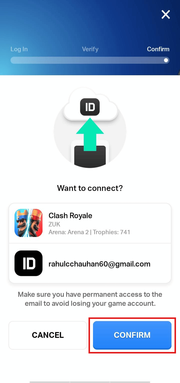 Tap on CONFIRM | How to delete clash royale account