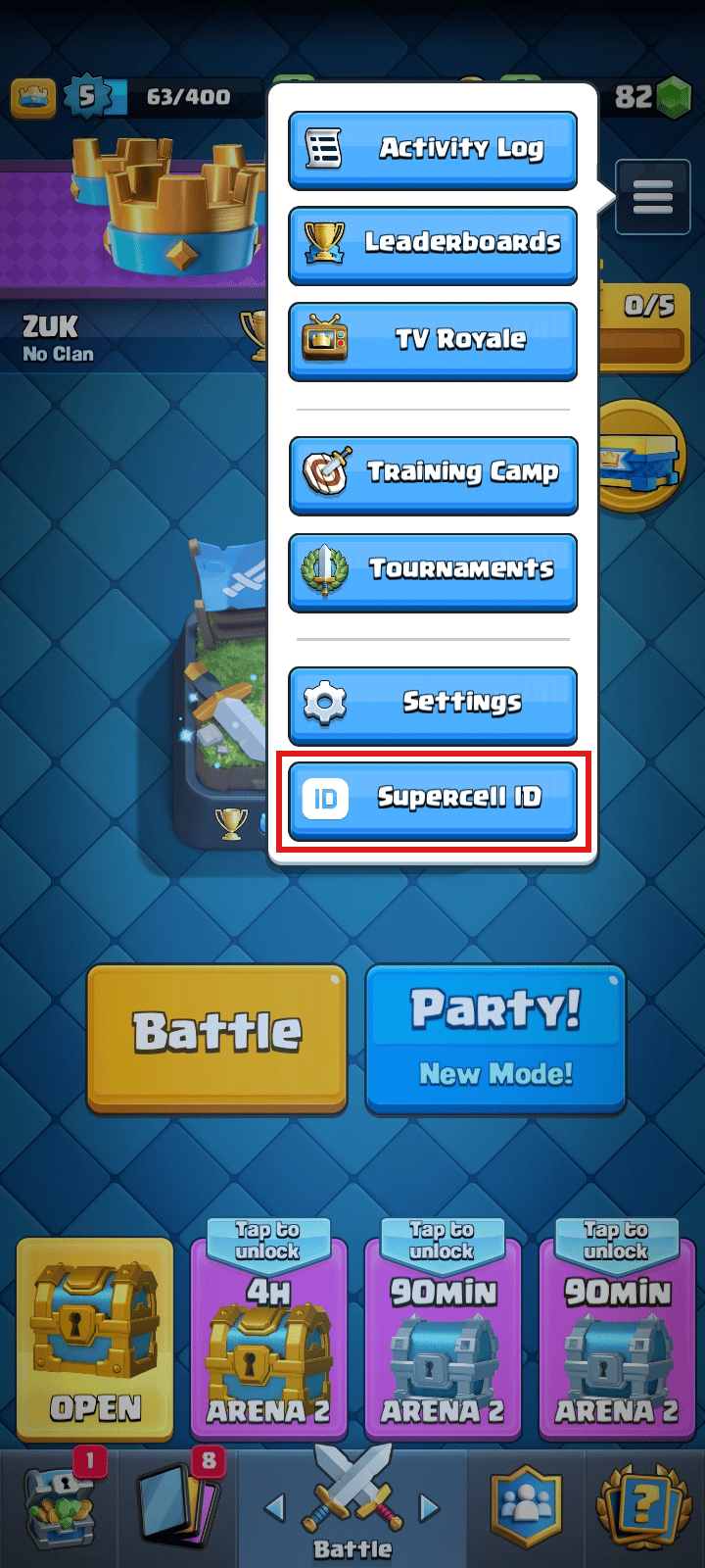 Tap on the Supercell ID. | remove Supercell ID from Clash Royale