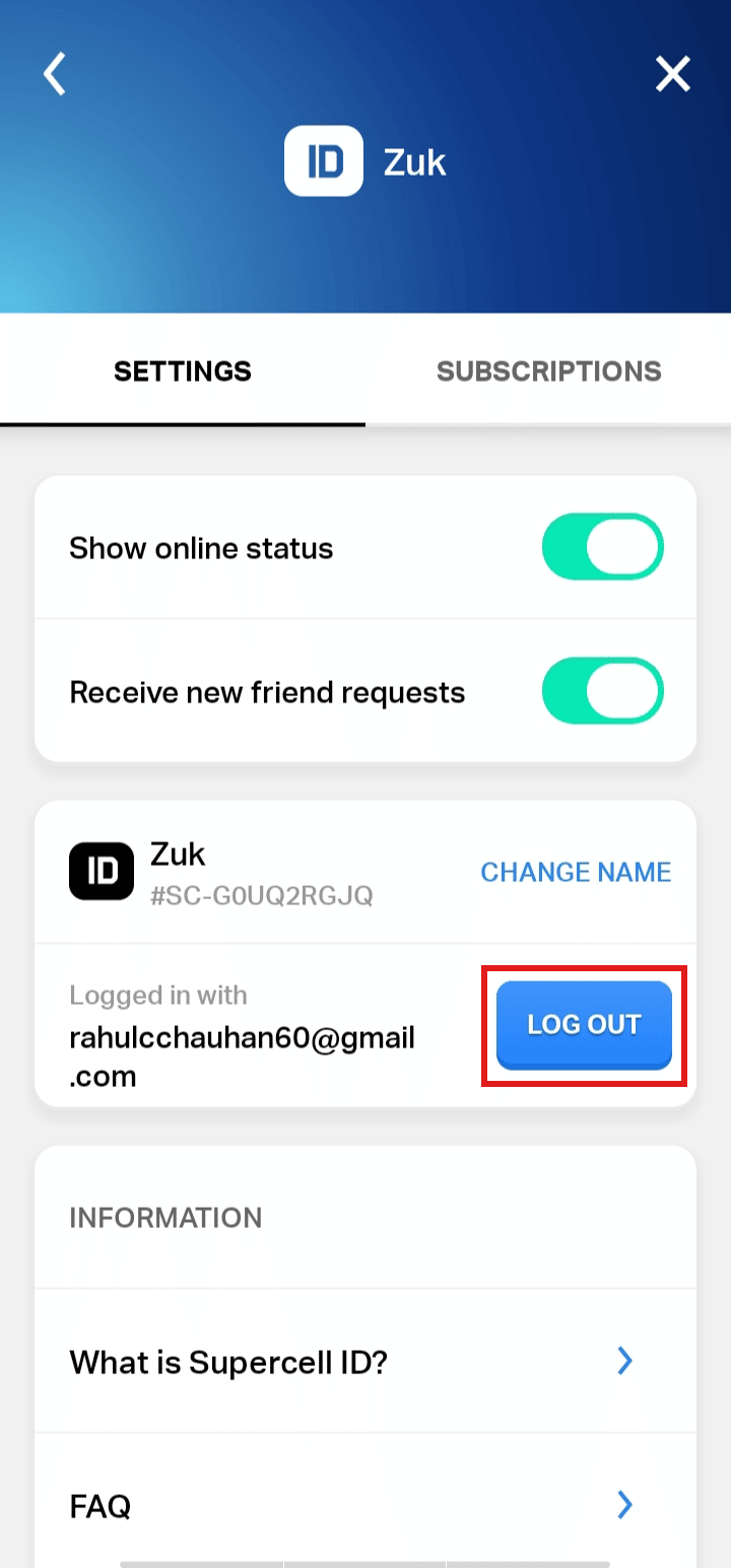 Tap on LOG OUT.