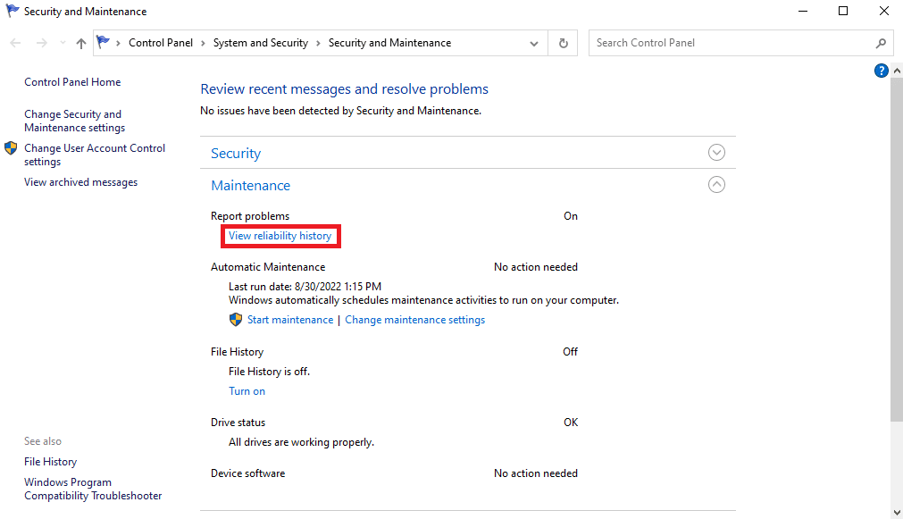 Click on View reliability history. Fix Scripted Diagnostics Native Host Not Working