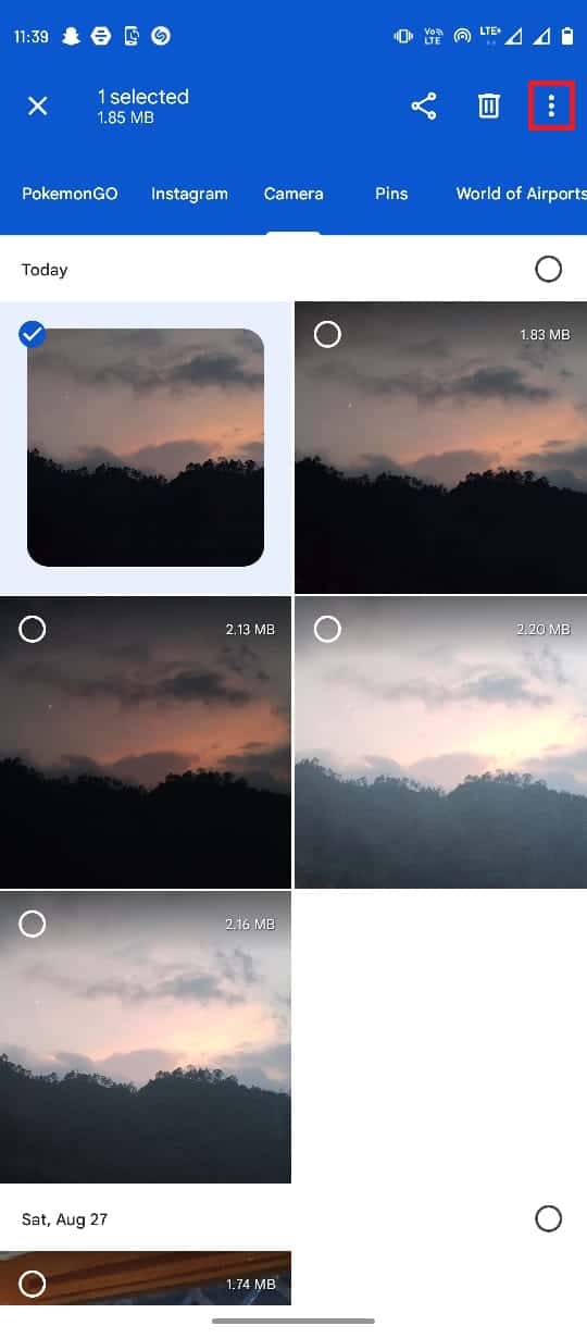 Select the Option button from the top right corner