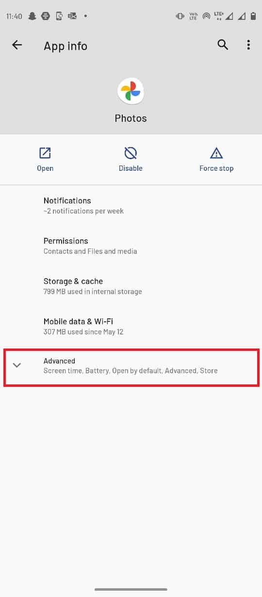 Here select the Advanced option