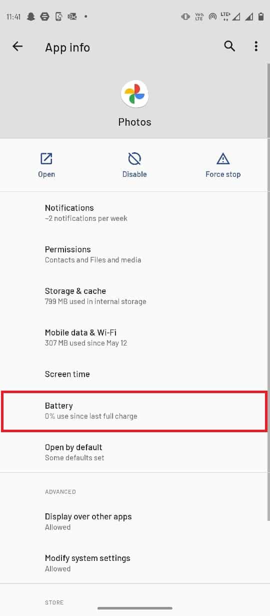 Now select Battery