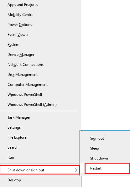 Select Shut down or sign out. Fix 0x80070032 Forza Horizon 5 Error in Windows 10