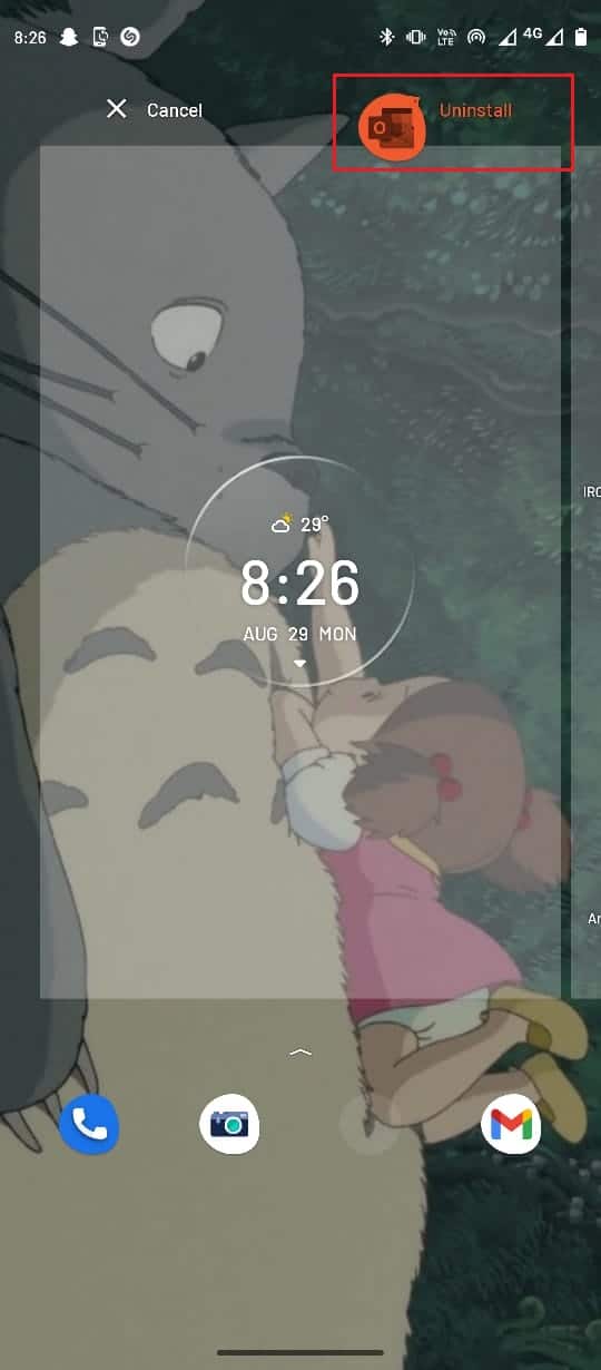Drag the Outlook icon to Uninstall button