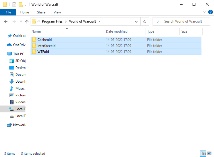 rename the folders to something like Cacheold Interfaceold WTFold respectively. Fix Can’t Update World of Warcraft BLZBNTAGT00000840 Error