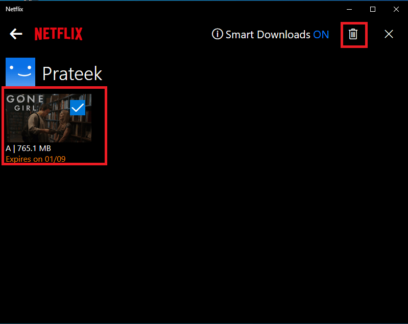 click on the Delete icon