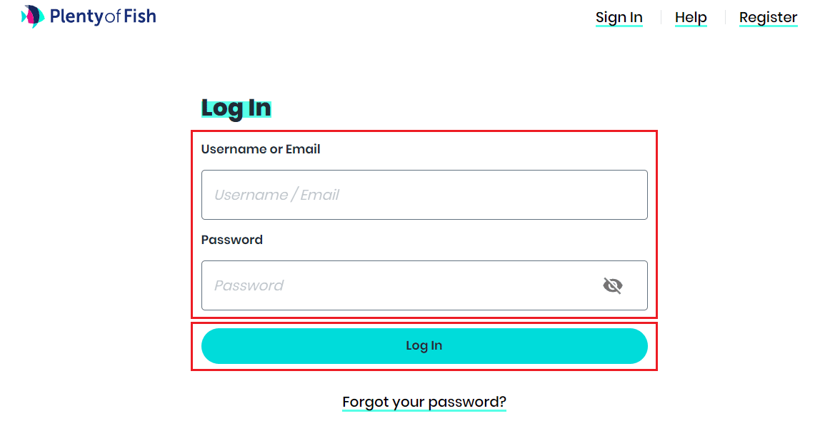 Enter your Username or Email and Password and click on Log In | How to Unlike Someone on POF