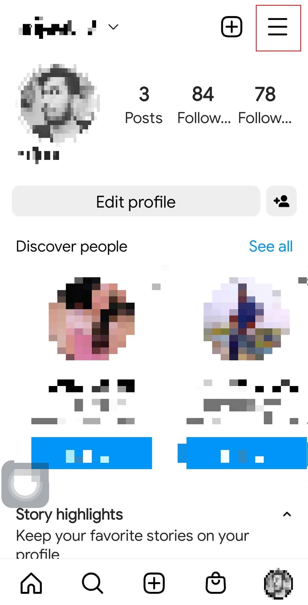 tap on hamburger icon