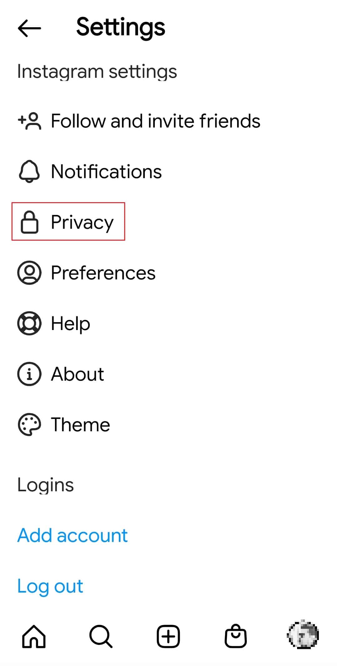 tap on Privacy in Instagram Settings. How Verify if accidentally reported someone on Instagram