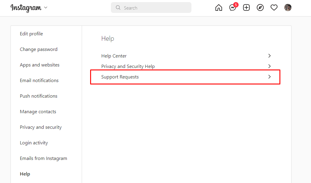 click on the Support Requests option. How to Unreport a Post on Instagram