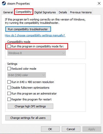 Untick the option that says Run this program in compatibility mode. Fix Error Code 130 Failed to Load Web Page Unknown Error