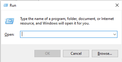 Open the Run dialog box