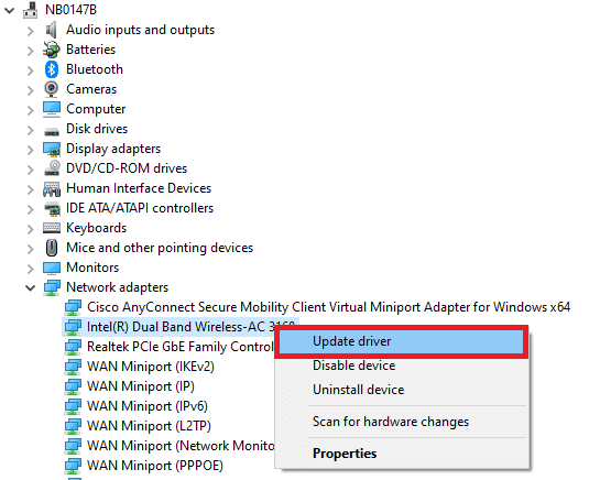 Update Network Adapter Driver 
