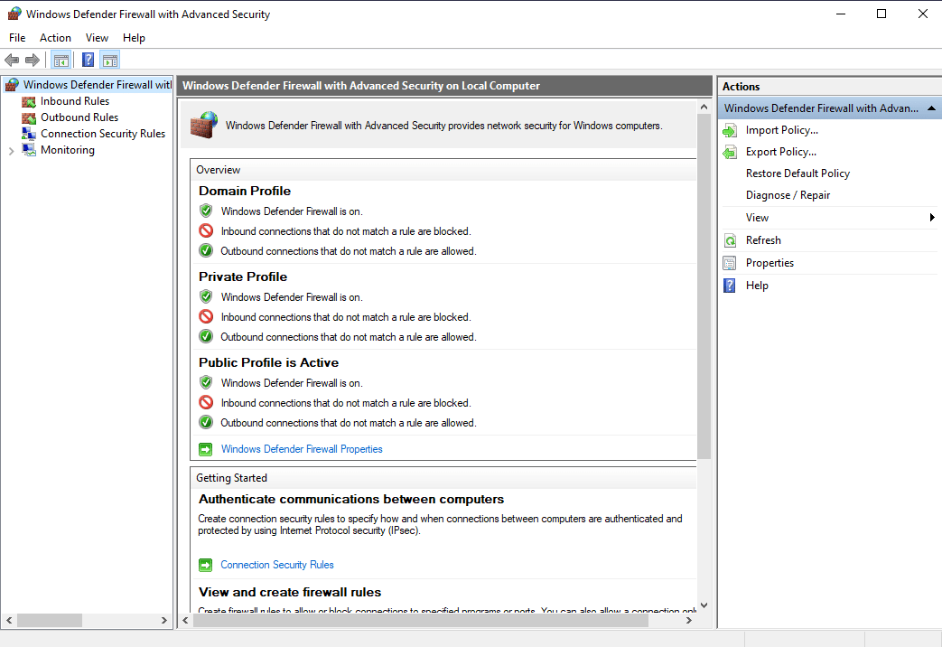 Open Windows Defender Firewall with Advanced Security window | How to Add Windows Firewall Rule
