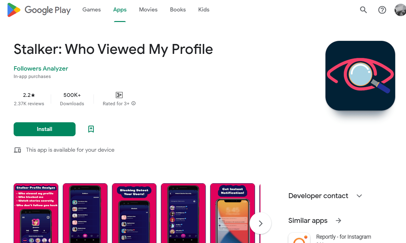 Stalker Who Viewed My Profile app on Play Store