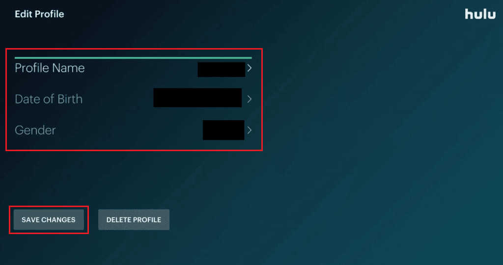 Edit the desired fields and hit the SAVE CHANGES option