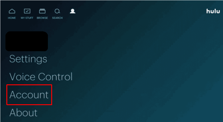 select the Account option