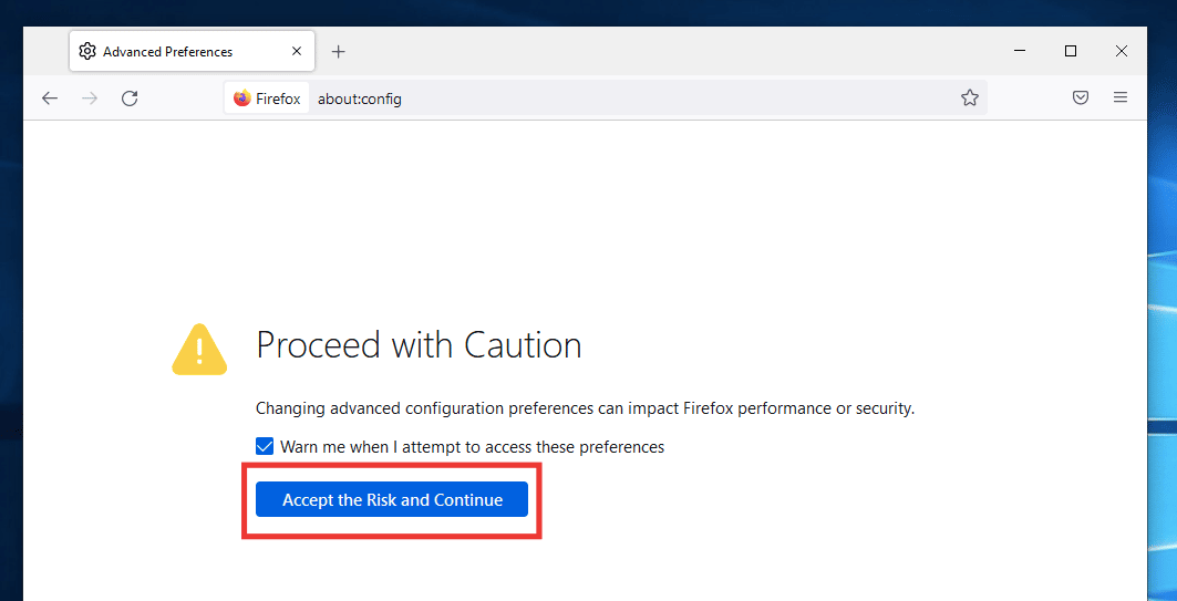 click on accept the risk and continue. How to Fix Mozilla Firefox Problem Loading Page