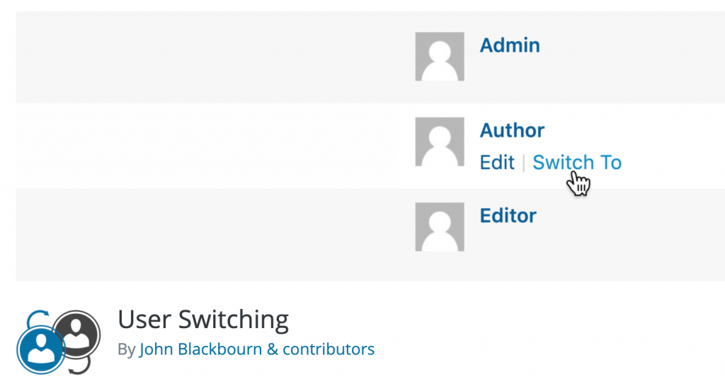 The User Switching plugin logo and header.