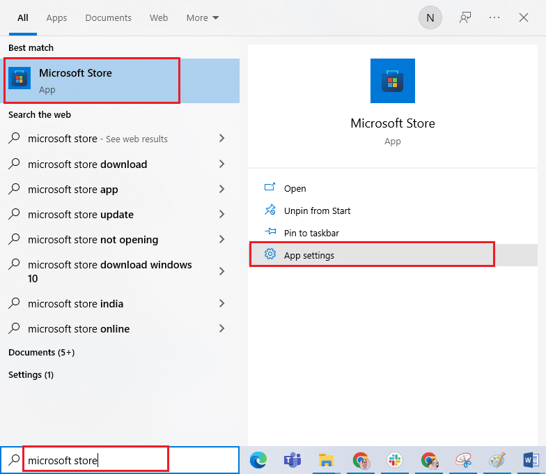 select the App settings option