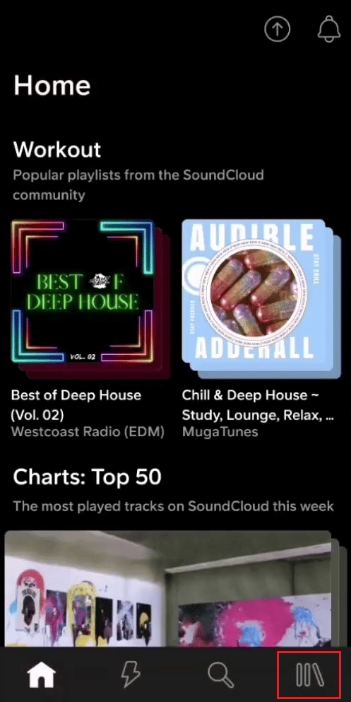 Tap on the Library icon from the bottom bar | How to Reset Your Soundcloud Password