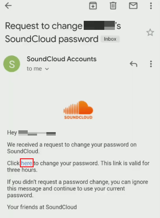 Tap on the reset link from the received email