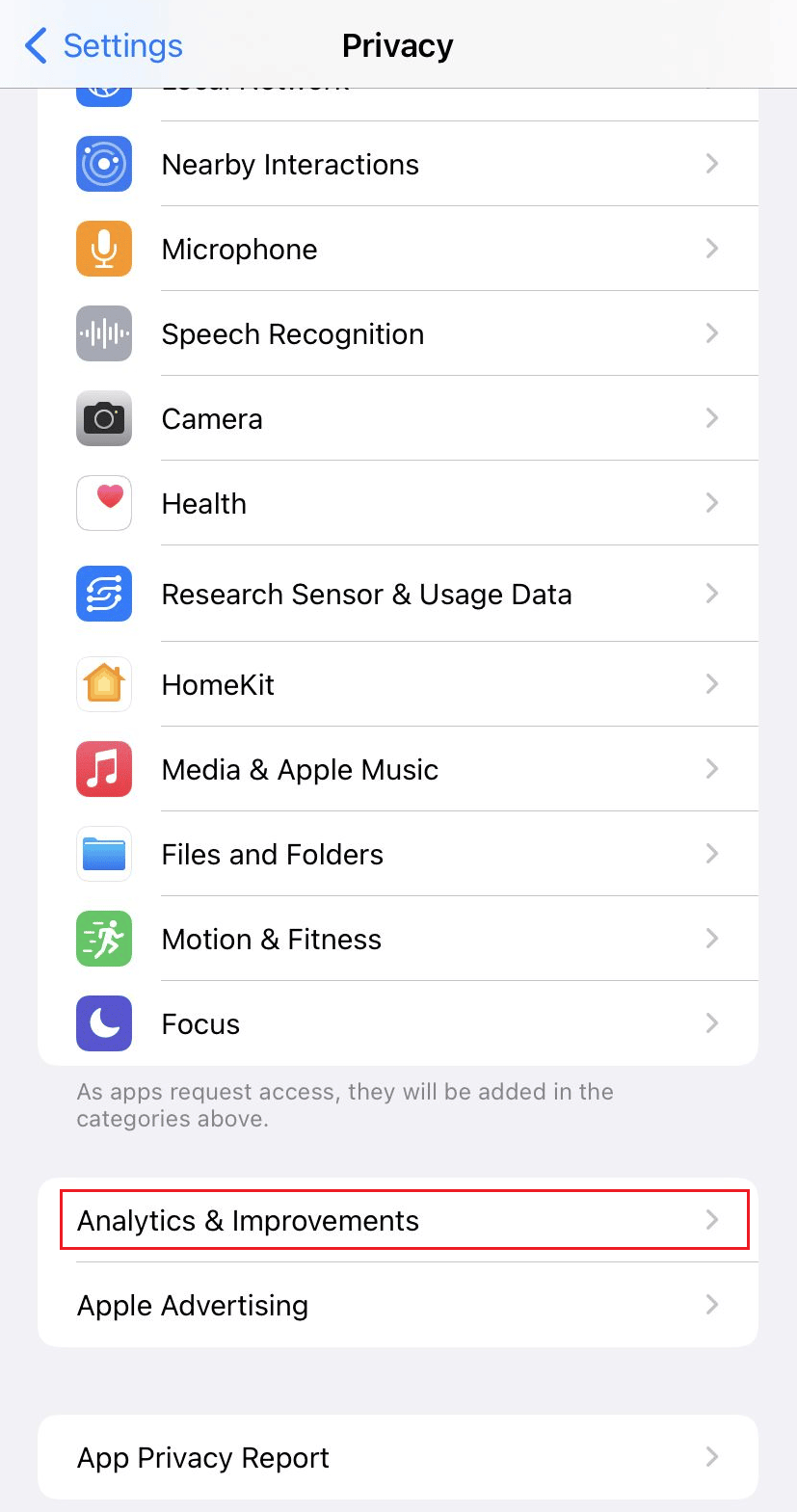 Tap on Analytics & Improvements
