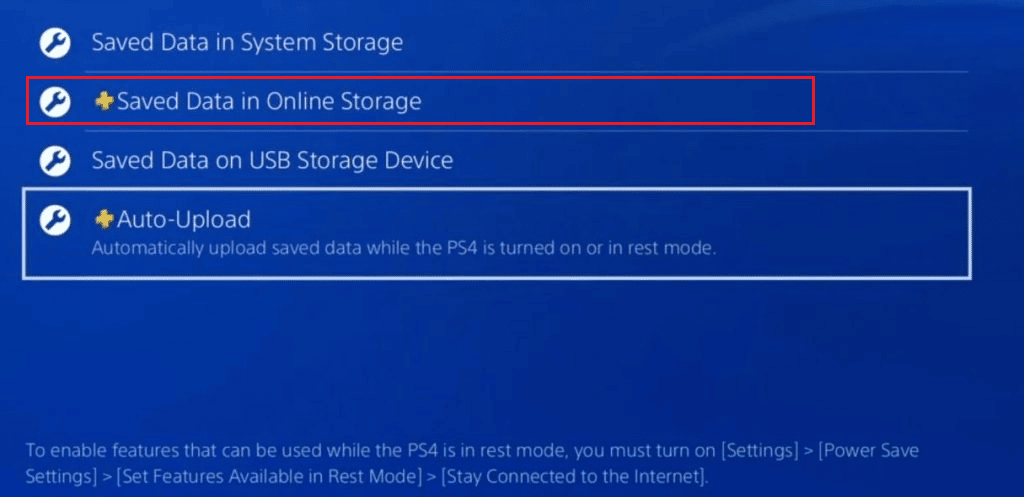 choose Saved Data in Online Storage