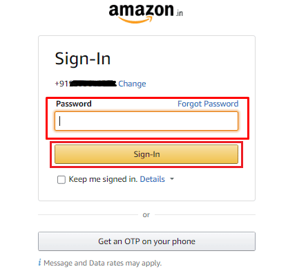enter the Password and click on Sign-In