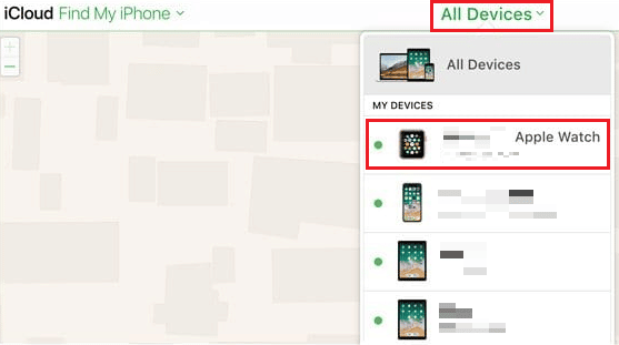 Click on All Devices - your Apple Watch