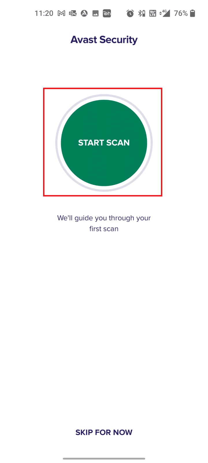 tap START SCAN