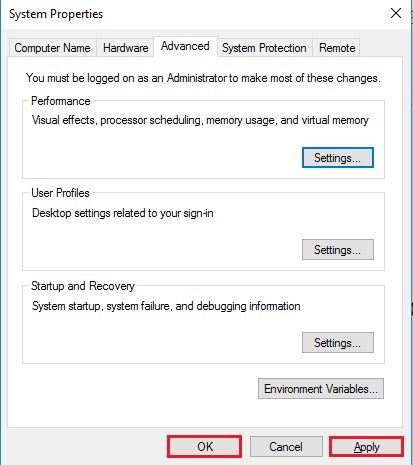 Click on the Apply and OK buttons on the System Properties window. Fix git is Not Recognized as an Internal or External Command