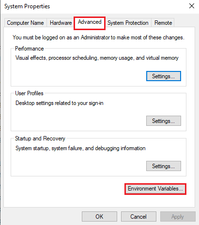 navigate to the Advanced tab and click on the Experimental Variables… button