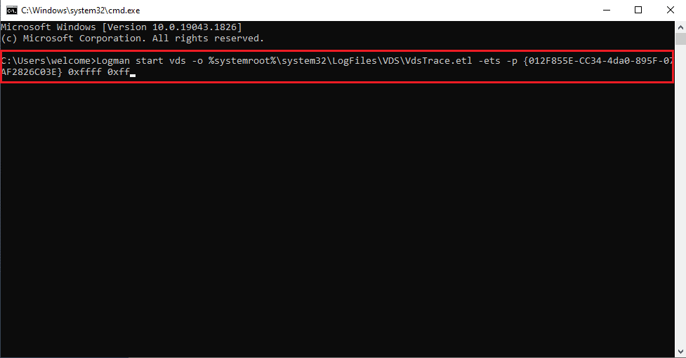 type the following command