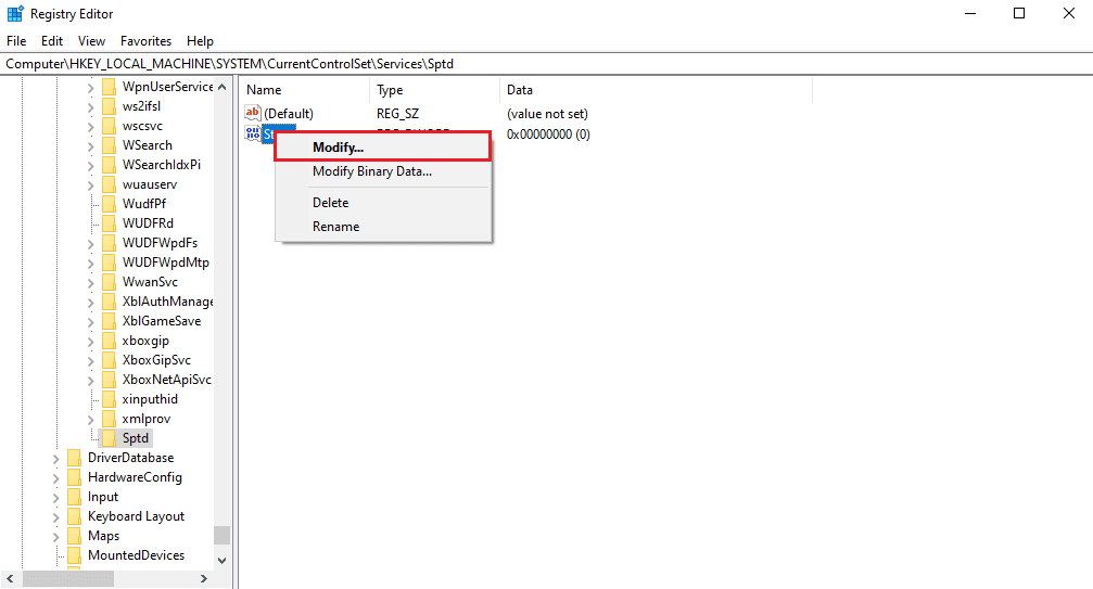 right click on the start DWORD file and click Modify... Fix vds provider Error Code 490 01010004 in Windows 10