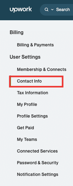 select contact info