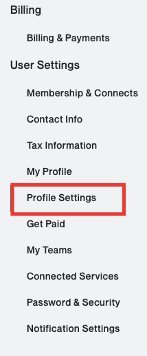 go to profile settings