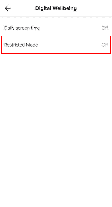 Tap on Restricted Mode