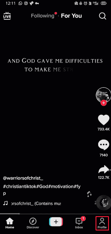 Tap on the profile icon at the bottom right corner